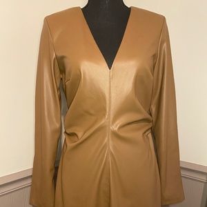 Zara Tan Faux Leather Mini Dress
